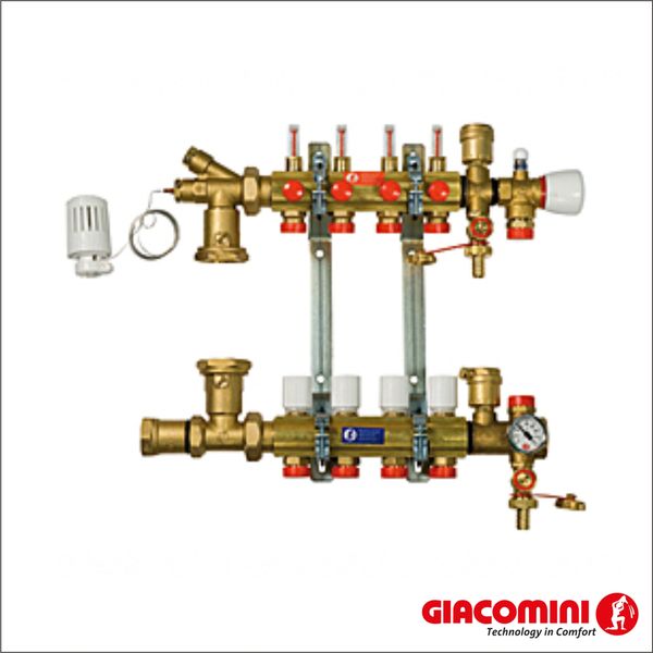 Гребенка в сборе для отопления от пола Giacomini R557FY004 (4 контура)